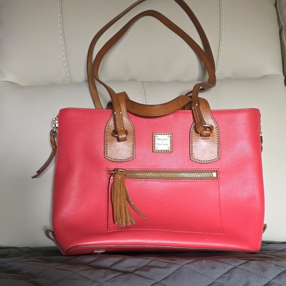 Dooney & Bourke Pinkish/Red and Brown Leather Tote with Wallet - Picture 6 of 6